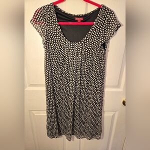 Merona Black Midi Dress with Flutter Sleeves and Scoop Neck